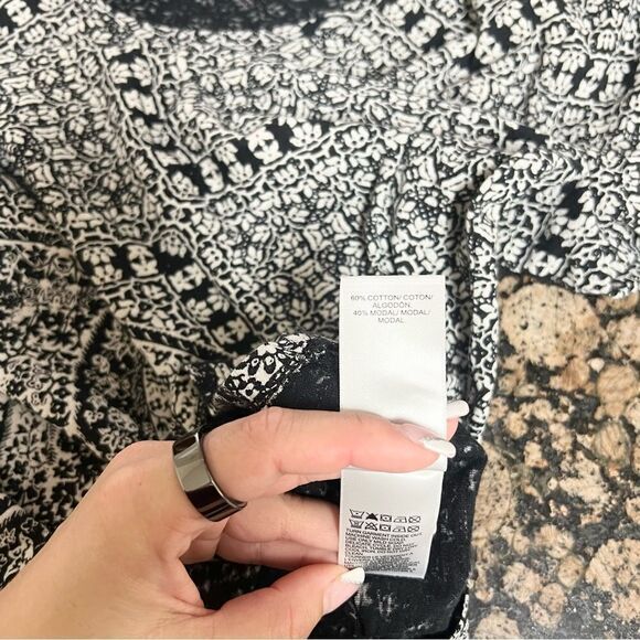 Lucky Brand Tunic Blouse Women's Plus Size 1X Black White Paisley 3/4 Sleeve - Picture 6 of 6